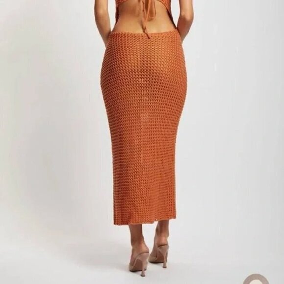 Meshki Sexy Cowl Mesh Dress with Open Back Size Medium - Picture 3 of 5